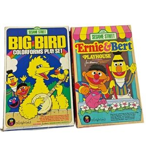 Vintage 1986 Sesame Street Colorforms Big Bird Ernie Bert Playset Toy Lot